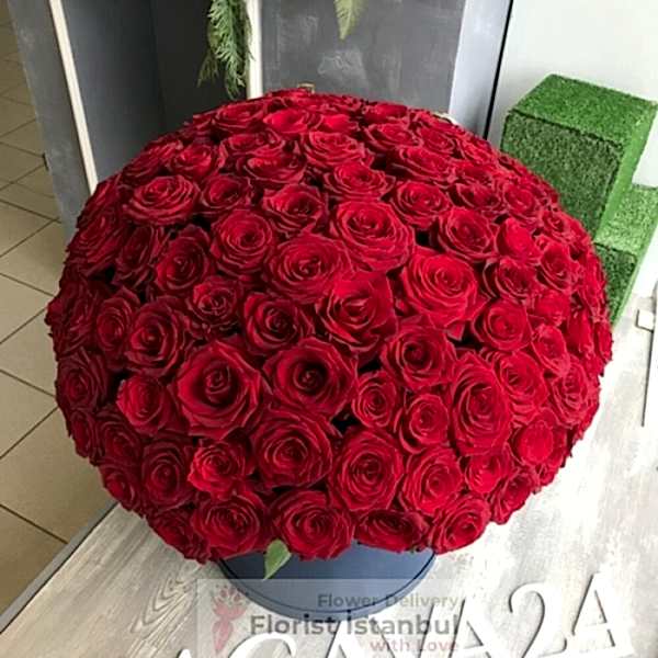 150 Lux Red Roses in a Box Resim 1