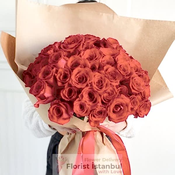 Bouquet of 35 Red Roses Resim 1