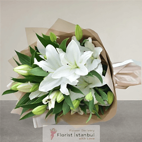 İstanbul Florist 15 Blumenstrauß aus weißen Lilien