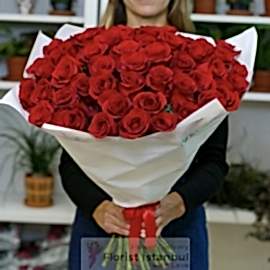  İstanbul Blumen Roter Rosenstrauß 70 Rosen