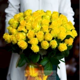  İstanbul Flower Delivery Yellow Rose Bouquet 50 Roses