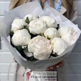 İstanbul Florist Pfingstrosenstrauß Weiß