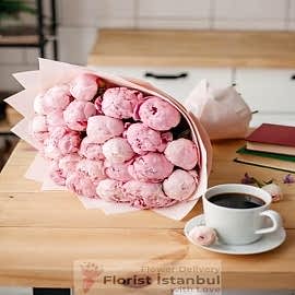  İstanbul Florist Pfingstrosenstrauß Rosa